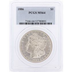 1886 $1 Morgan Silver Dollar Coin PCGS MS64