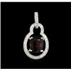 Image 2 : 14KT White Gold 2.86ct Red Spinel and Diamond Pendant