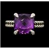 Image 1 : David Yurman .925 Silver "Chatelaine" 5.00ct Amethyst and Diamond Ring