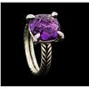 Image 4 : David Yurman .925 Silver "Chatelaine" 5.00ct Amethyst and Diamond Ring