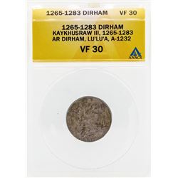 1265-1283 Dirham Kaykhusraw III Coin ANACS VF30