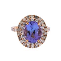 14KT Rose Gold 3.75ct Tanzanite and Diamond Ring