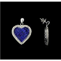 18KT White Gold 9.58ctw Sapphire and Diamond Earrings