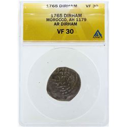 1765 Morocco Dirham AH 1179 Coin ANACS VF30