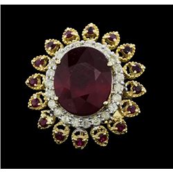 14KT Yellow Gold 14.15ctw Ruby and Diamond Ring