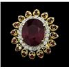 Image 1 : 14KT Yellow Gold 14.15ctw Ruby and Diamond Ring