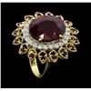 Image 4 : 14KT Yellow Gold 14.15ctw Ruby and Diamond Ring