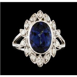 14KT White Gold 4.29ct Tanzanite and Diamond Ring