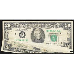 1985 $20 Federal Reserve Note Large Gutter Fold Over ERROR