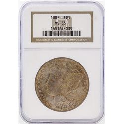 1887 $1 Morgan Silver Dollar Coin NGC MS63 Great Toning