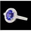 Image 1 : 14KT White Gold 1.76ct Tanzanite and Diamond Ring
