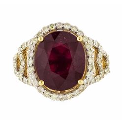 14KT Yellow Gold 8.23ct Ruby and Diamond Ring