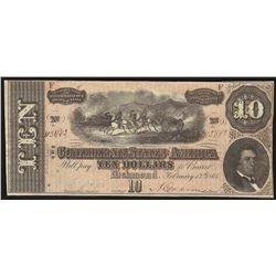 1864 $10 The Confederate States of America Note