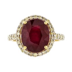 14KT Yellow Gold 7.22ct Ruby and Diamond Ring