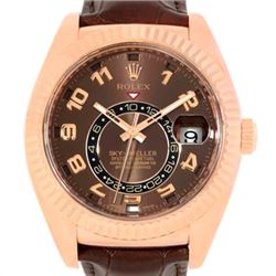 Rolex Sky-Dweller Everose Chocolate Brown Rose Gold Mens Watch