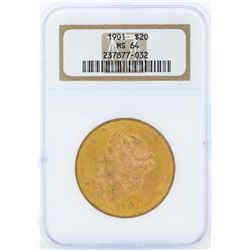 1901 $20 Liberty Head Double Eagle Gold Coin NGC MS64