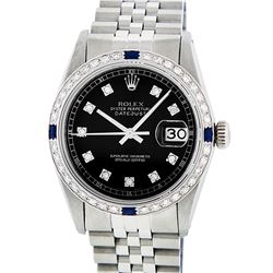Rolex Stainless Steel 1.00ctw Sapphire and Diamond Datejust Mens Wristwatch