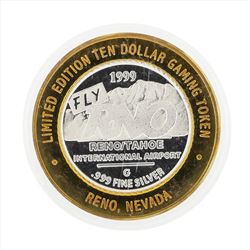 .999 Silver Fly RNO Reno Tahoe $10 Casino Gaming Token Limited Edition