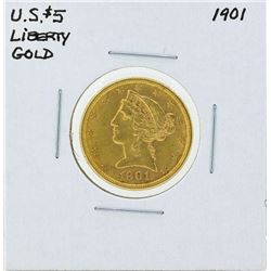 1901 $5 Liberty Head Half Eagle Gold Coin