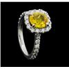 Image 4 : Platinum 2.42ct Yellow Sapphire and Diamond Ring