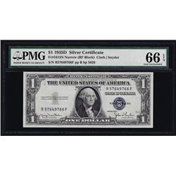 1935D $1 Silver Certificate Note Narrow PMG Gem Uncirculated 66EPQ