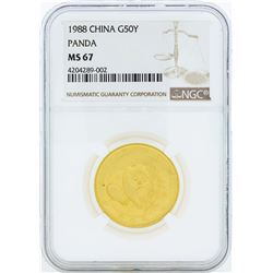 1988 China 50 Yuan Gold Panda Coin NGC MS67