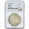 Image 1 : 1924 $1 Peace Silver Dollar Coin NGC MS63