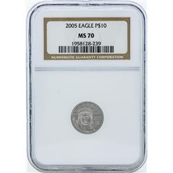 2005 $10 American Platinum Eagle Coin NGC MS70