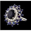 Image 2 : 14KT White Gold 6.38ctw Sapphire and Diamond Ring