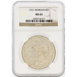1921 $1 Morgan Silver Dollar Coin NGC MS65
