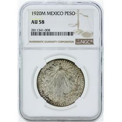 1920M Mexico Peso Coin NGC AU58