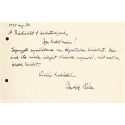 Bartók Béla [1881-1945] zeneszerzo saját kezu, tintával írt, aláírt levele a "Rádióélet" címu fol…