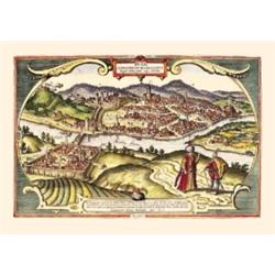 Buda, Citerioris Hungariae Caput, Regni auita sedes, vulgo Ofen. Buda és Pest színezett rézmetsze…