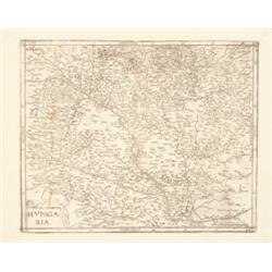 Hungaria. Magyarország rézmetszetu térképe. Mercator Magyarország-térképe alapján készítette Matt…