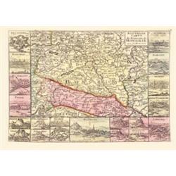 Nouvelle Carte du Royaume de Hongrie. Avec ses Forteresses. Magyarország korabeli színezésu, rézn…