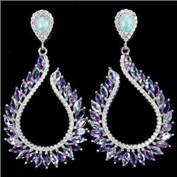 Natural Opal Tanzanite Amethyst Earrings