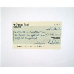 Mortdecai (Johnny Depp) Bank Check Movie Props
