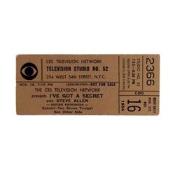 CBS Game Show Ticket   I've Got a Secret  1964