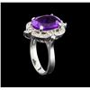 Image 4 : 4.48 ctw Amethyst and Diamond Ring - 14KT White Gold