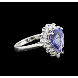 2.70 ctw Tanzanite and Diamond Ring - 14KT White Gold