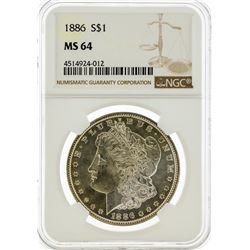 1886 NGC MS64 Morgan Silver Dollar