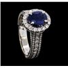 Image 4 : 1.80 ctw Sapphire and Diamond Ring - 18KT White Gold