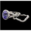 Image 3 : 14KT White Gold 2.37 ctw Tanzanite and Diamond Ring and Guard