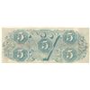 Image 2 : 1863 $5 The Confederate States of America Note T-60 CC