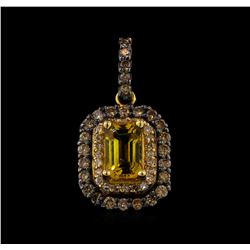 0.66 ctw Citrine and Diamond Pendant - 14KT Rose Gold