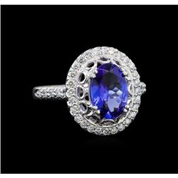 14KT White Gold 1.90 ctw Tanzanite and Diamond Ring