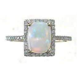 1.34 ctw Opal and Diamond Ring - 14KT Yellow Gold