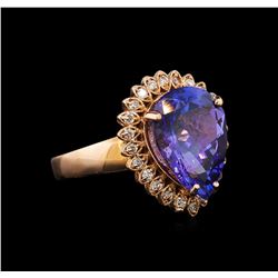 14KT Rose Gold 6.11 ctw Tanzanite and Diamond Ring