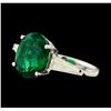 Image 1 : 4.00 ctw Emerald and Diamond Ring - 18KT White Gold