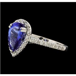 1.65 ctw Tanzanite and Diamond Ring - 14KT White Gold